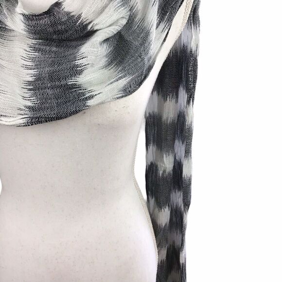 Collection 18 Women’s Heather Grey White Woven Stripe Rectangle Scarf 12x96 - Picture 13 of 16